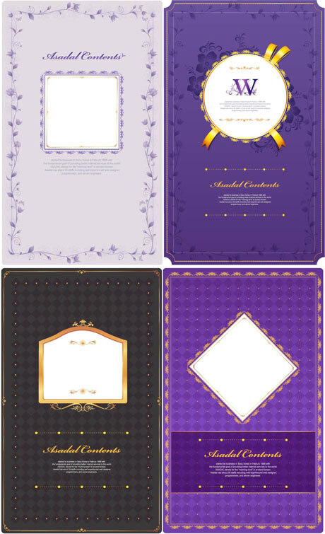紫色 花纹 卡片 模板 矢量 边框 贺卡素材 花纹花边 丝带 紫色卡片模板 卡片装饰 礼物包装素材