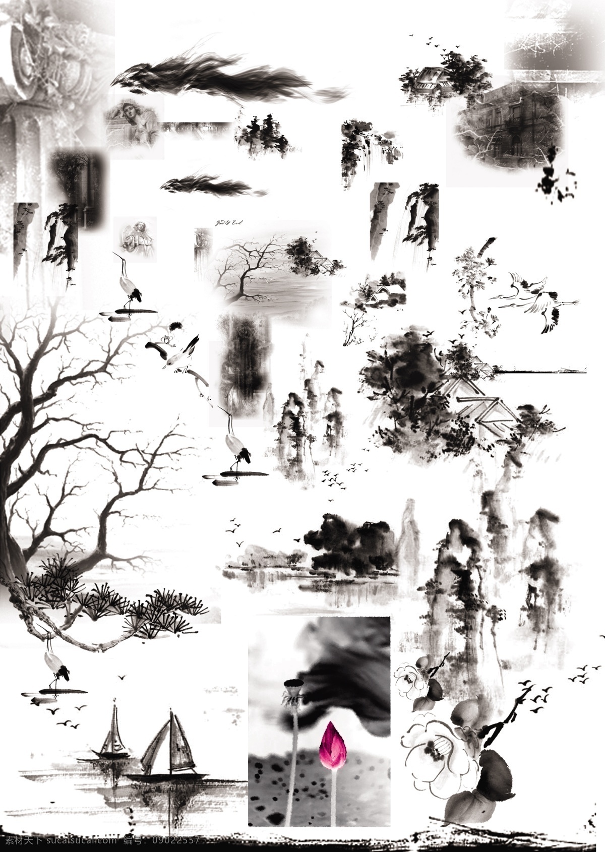 山水素材 水墨 丹青 山水 画艺 高清 分层 传统文化 文化艺术 中国传统文化