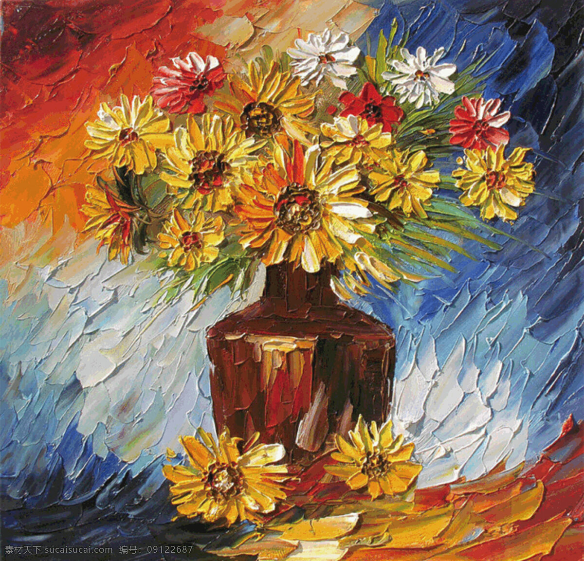 油画静物图 油画 油画素材 静物 花瓶 漂亮 炫彩 花 花与花瓶 艺术 绘画 共享素材 文化艺术 绘画书法
