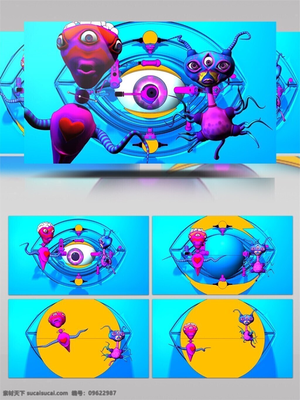 创意 色彩 主题 视频 亮色 3d卡通 奇异元素 青春时尚 视频素材 动态视频素材