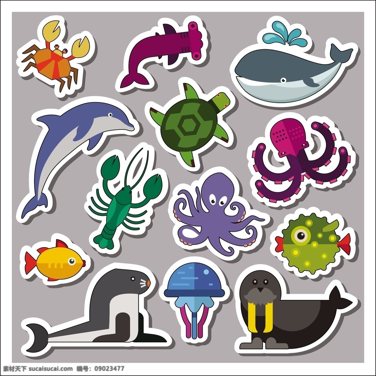 海洋 动物 贴纸 模板 海洋动物贴纸 动物贴纸模板 动物贴纸 海洋动物 可爱海洋动物 共享设计矢量 生物世界 海洋生物