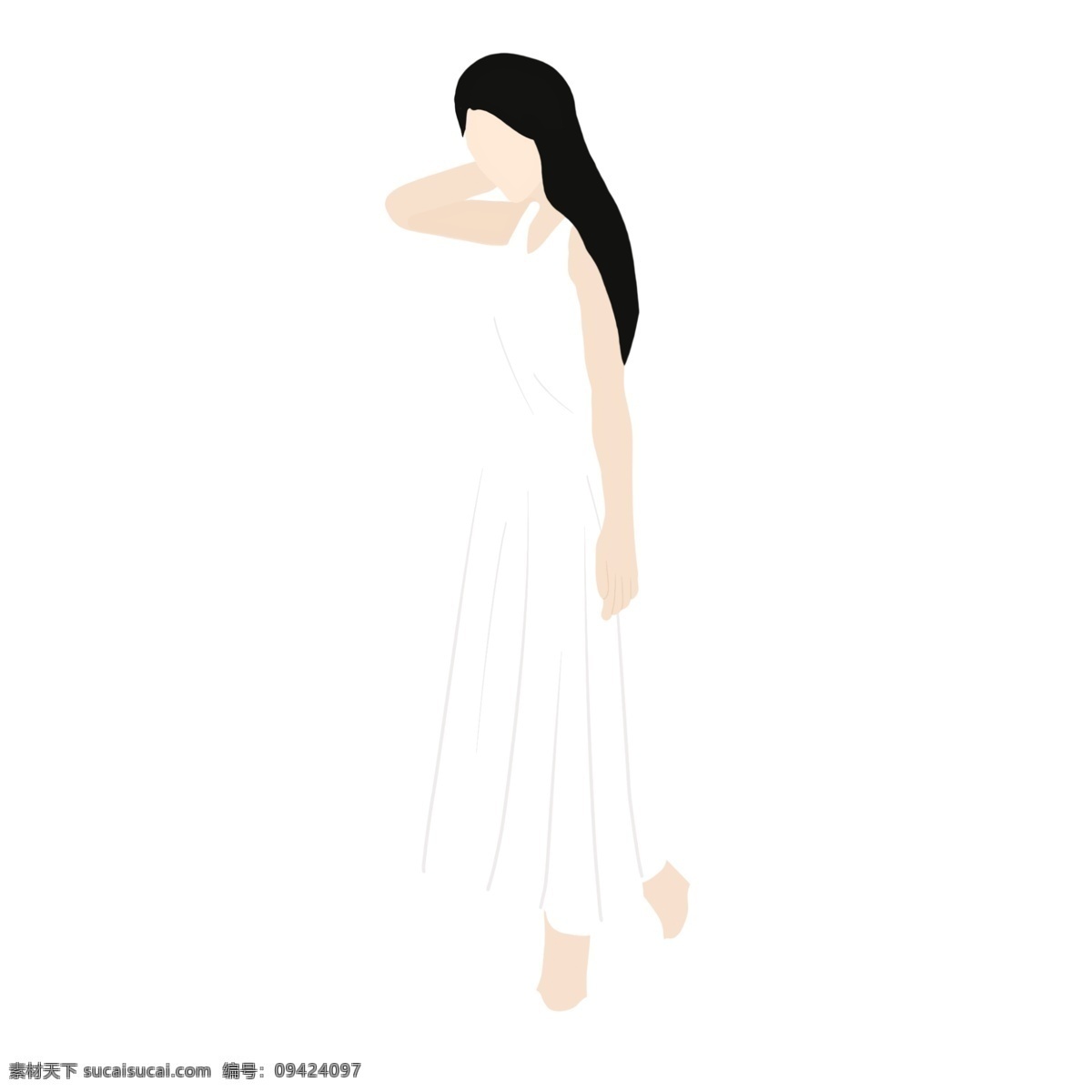 白色 连衣裙 模特 服饰 长裙