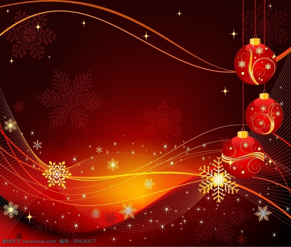 背景 彩球 插画 吊球 格式 花纹 精美 流线 圣诞节 圣诞树 矢量 二 关键字 雪花 星星 矢量素材 矢量图 其他矢量图