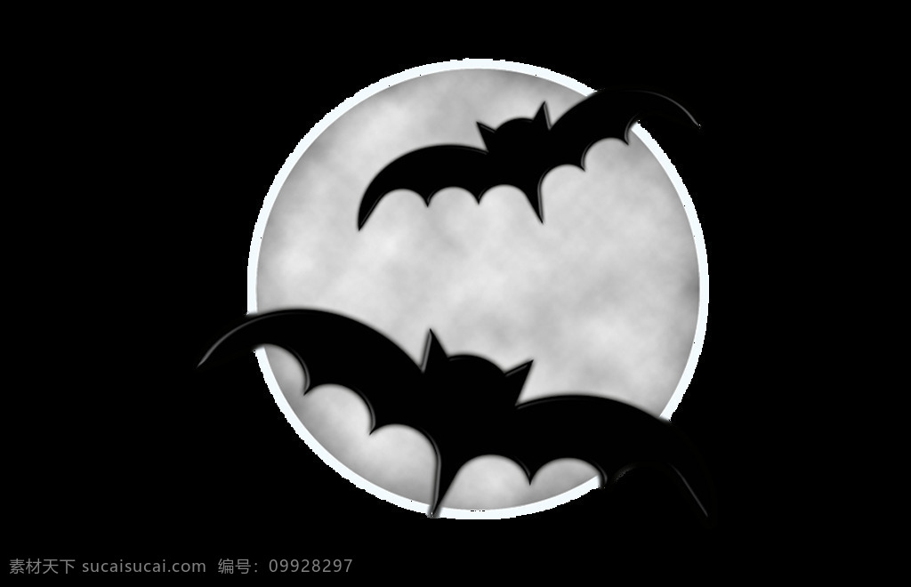 卡通 月亮 蝙蝠 元素 png元素 免抠元素 透明素材 夜晚