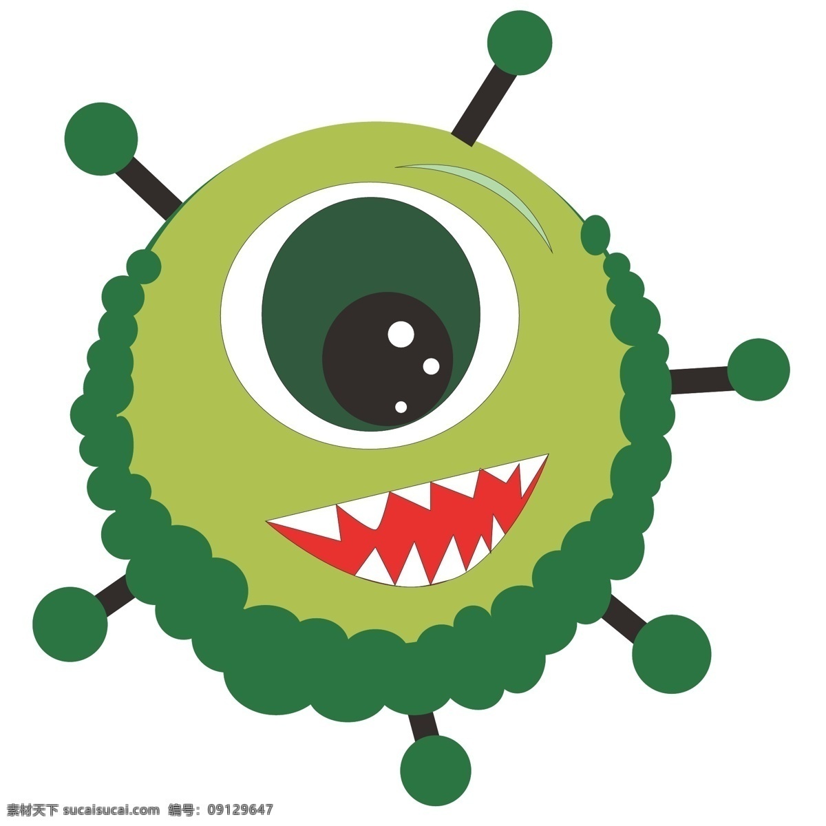 大 眼睛 有害 细菌 插画 大大的眼睛 卡通插画 细菌插画 有害细菌 传染细菌 病毒细菌 独眼的细菌