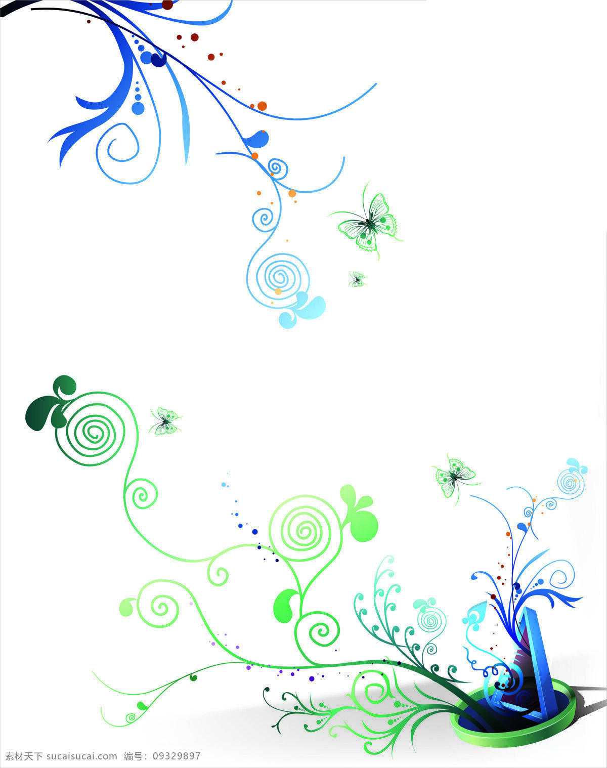 清新 花朵 室内 移门 创意 画 移门画 蝴蝶 蓝色 效果图