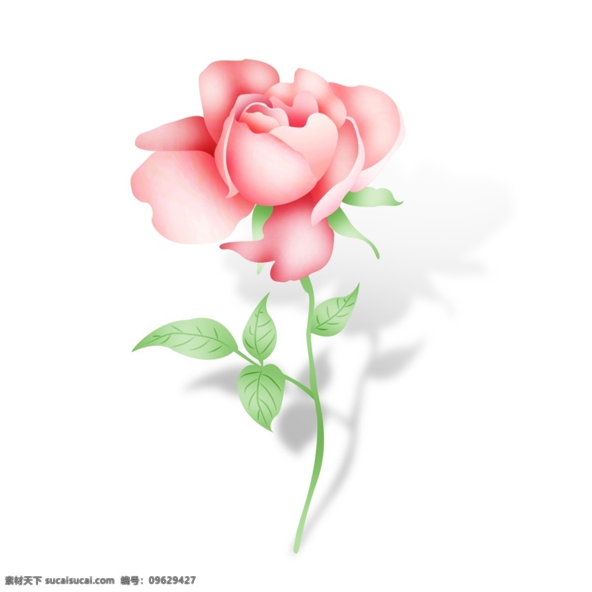 小清 新手 绘 矢量 粉 玫瑰花 支 小清晰 矢量玫瑰 粉色玫瑰花 手绘玫瑰 装饰物 一枝花 手绘
