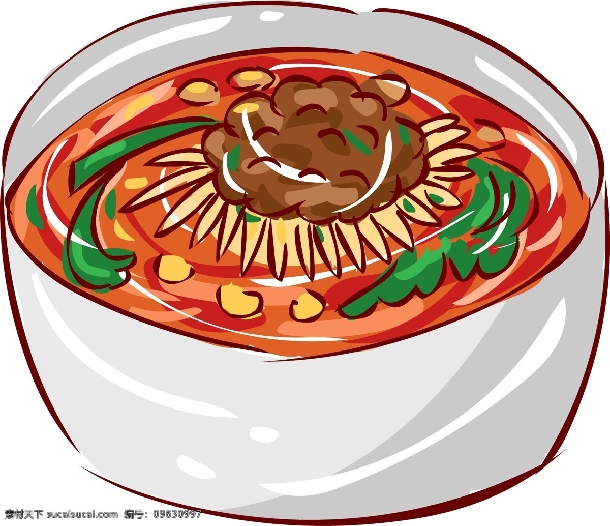 手绘 冬季 美食 简 笔画 面条 浓汤 小清新 卡通 食品 简笔画 食物