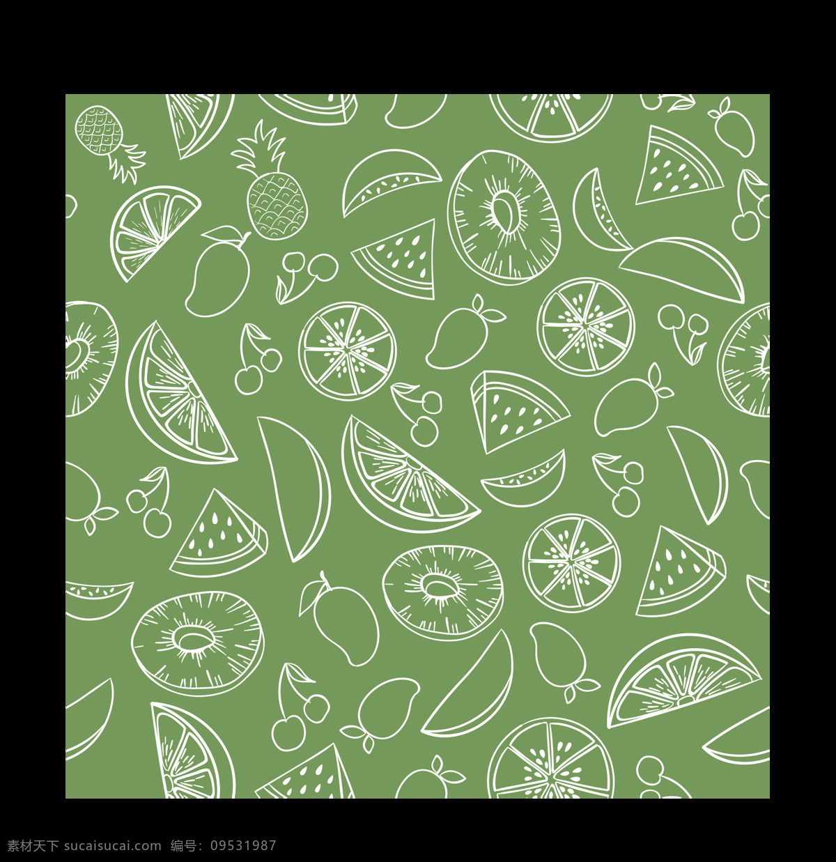 素描 各种 水果 餐 单 背景 图 透明 菠萝 绿色 芒果 免扣素材 柠檬 透明素材 西瓜 樱桃 装饰图案