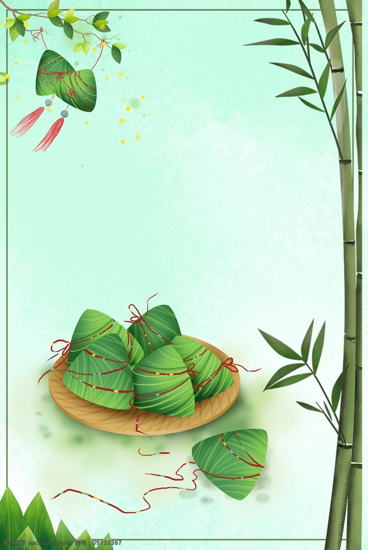 传统 端午节 粽子 节 背景 背景图片 粽子节 绿色 竹子 唯美 节日