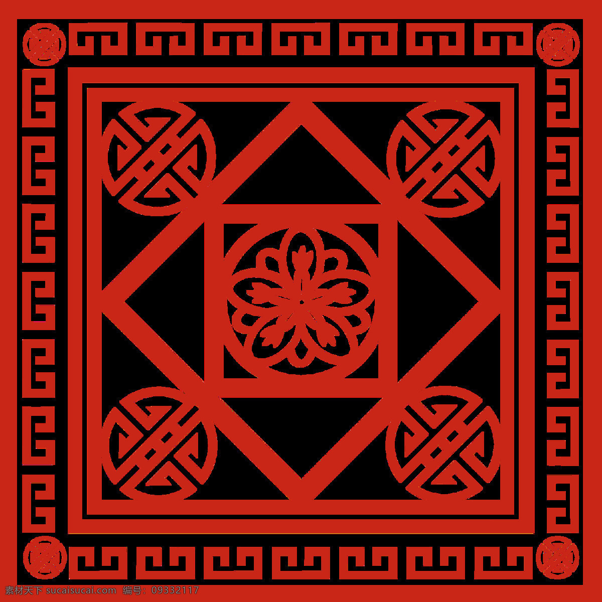 红色中国 剪纸 窗花 元素 png元素 节日 免抠元素 透明素材 喜庆 新年