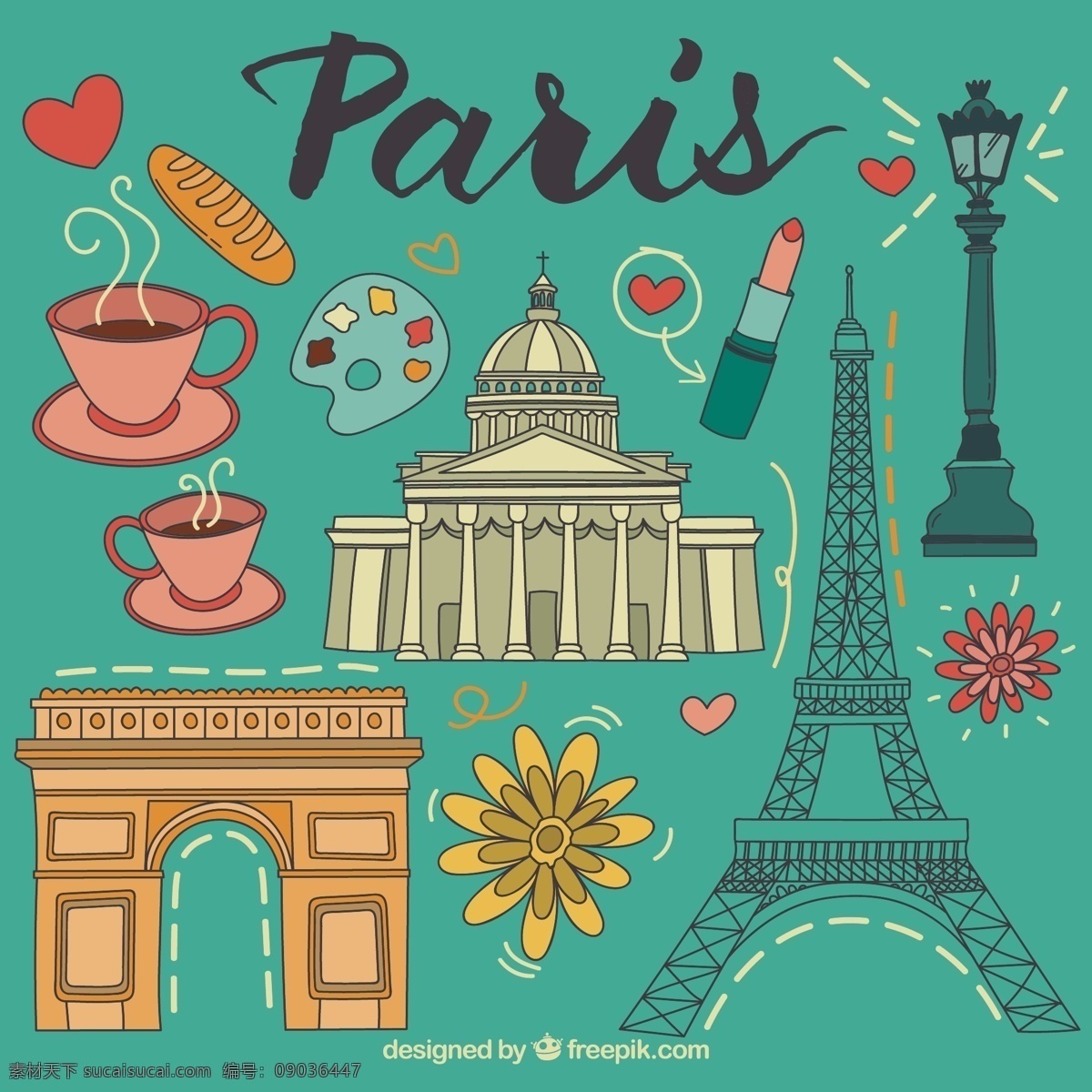说明巴黎元素 旅游 巴黎旅游 法国 埃菲尔铁塔 元素 插图 文化 传统 eiffel 塔 圆弧 说明 凯旋 青色 天蓝色