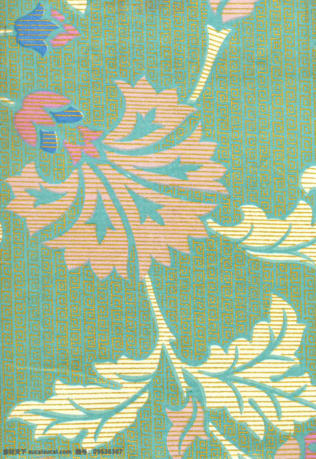 现代 简约 蓝色 格子 壁纸 图案 壁纸图案 粉色花朵 黄色树叶 灰色底纹