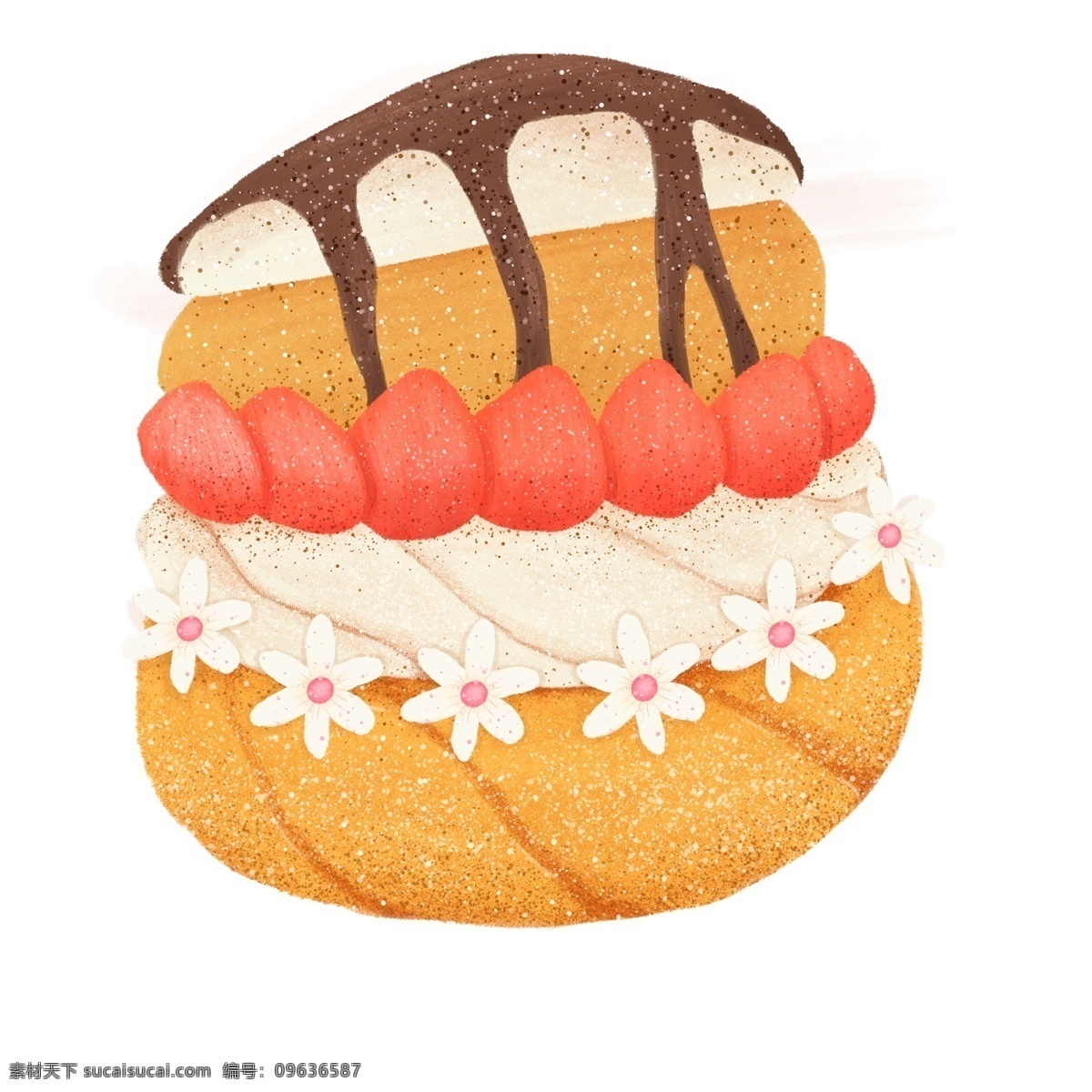 美食 大作 战 元素 甜点 插画 食物 糕点 手绘