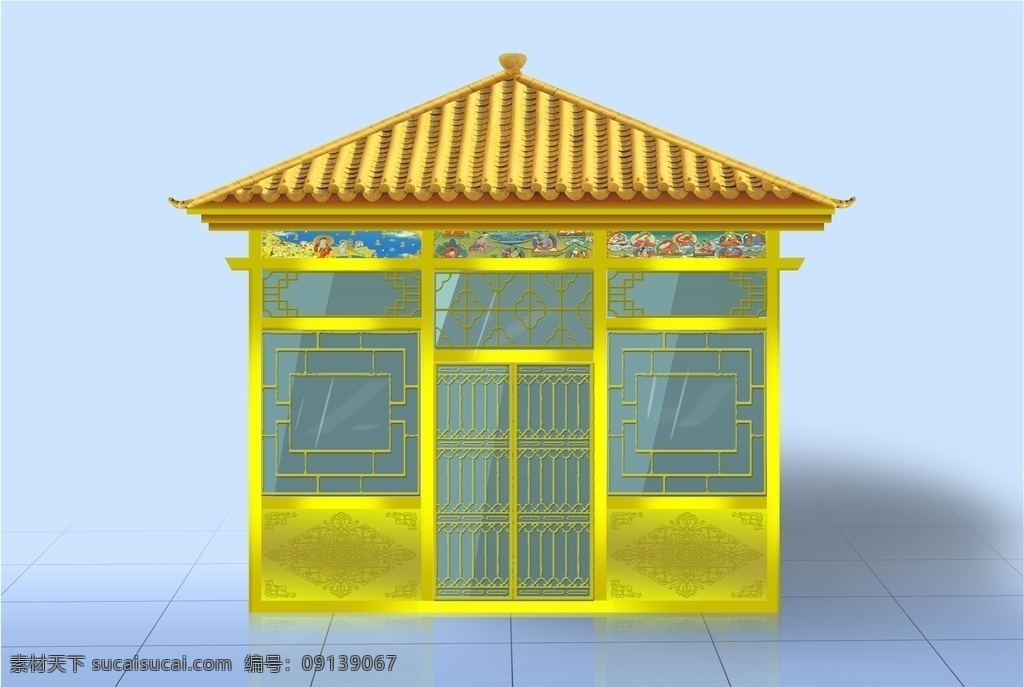 灯阁效果图 寺庙 千佛阁 灯箱 寺庙灯箱 供香台 佛教