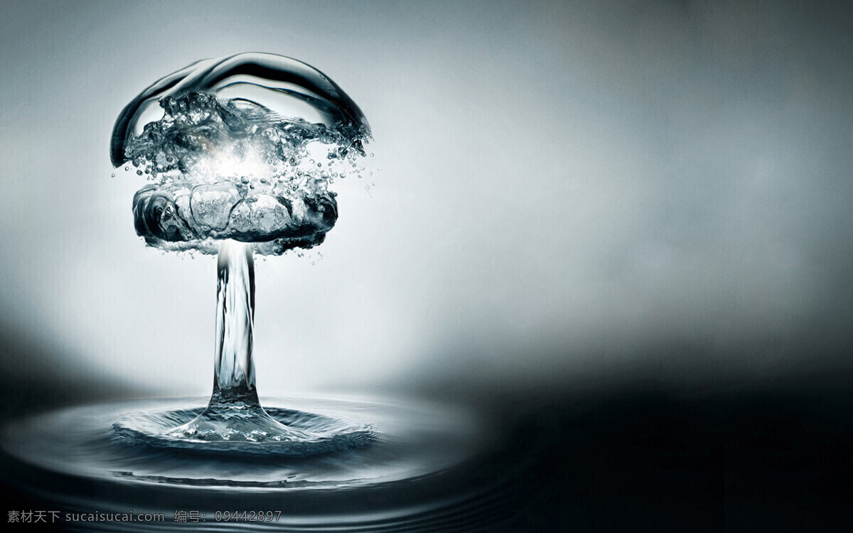 爆炸的水 核武器 水波 气泡 蘑菇云 3d作品 3d设计