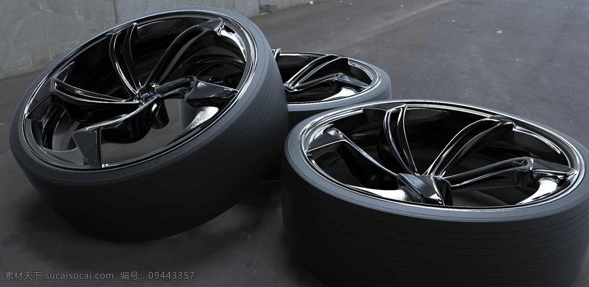 运动轮辋 钢圈 车轮 车 3dm 黑色
