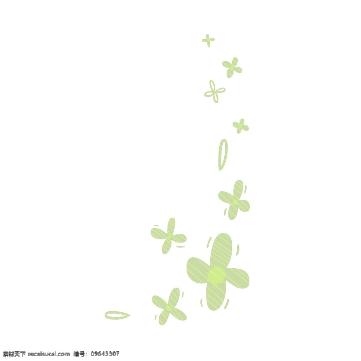 碎花 花纹 绿色 花边 元素 商用