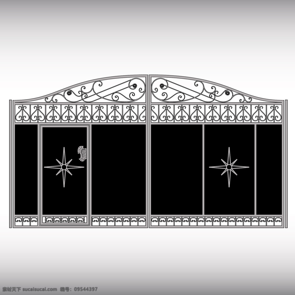 黑色铁门设计 黑色 铁门 投影 线条图 门 铁艺 其他模板 矢量素材