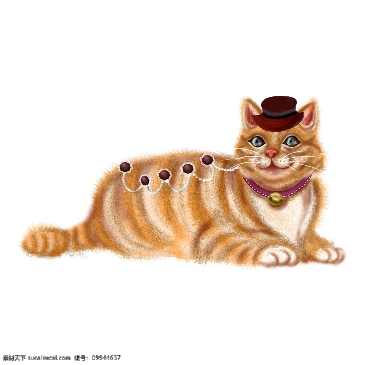 手绘 可爱 黄色 小猫 元素 水彩 猫咪 插画 透明素材 动物 装饰图案 宠物