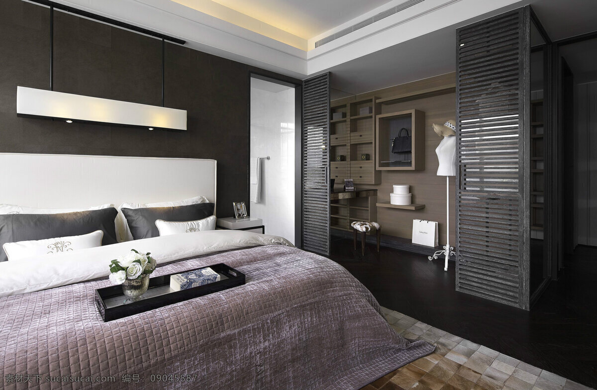 创意设计 卧室 效果图 房间设计 花纹床 室内装潢 现代 约 展示效果图 装潢效果图