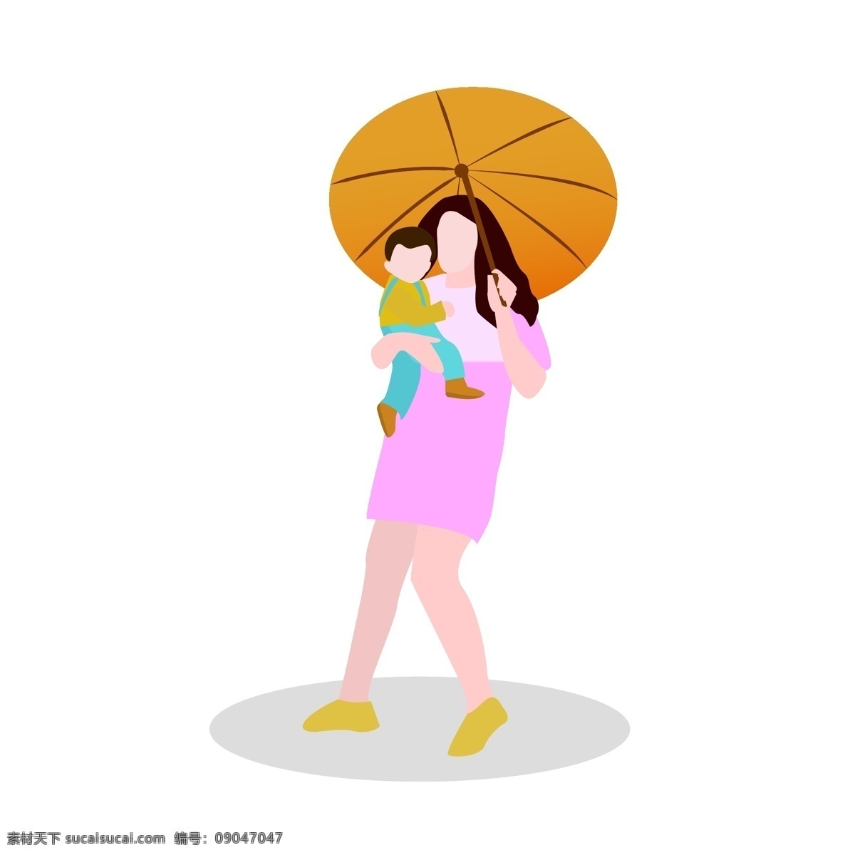 抱 孩子 打着 伞 女人 矢量 打伞的女人 妈妈 小孩 卡通 手绘 户外 外出 母子