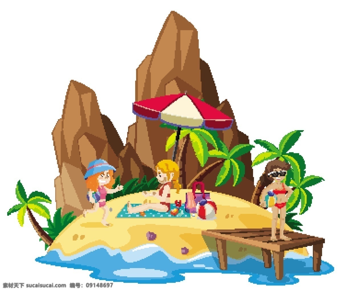 卡通 夏天 儿童 卡通夏天儿童 快乐 生活 儿童素材 漫画 小孩 度假 沙滩 游玩 海水 蓝天 假日 旅游 游 夏天背景 卡通设计