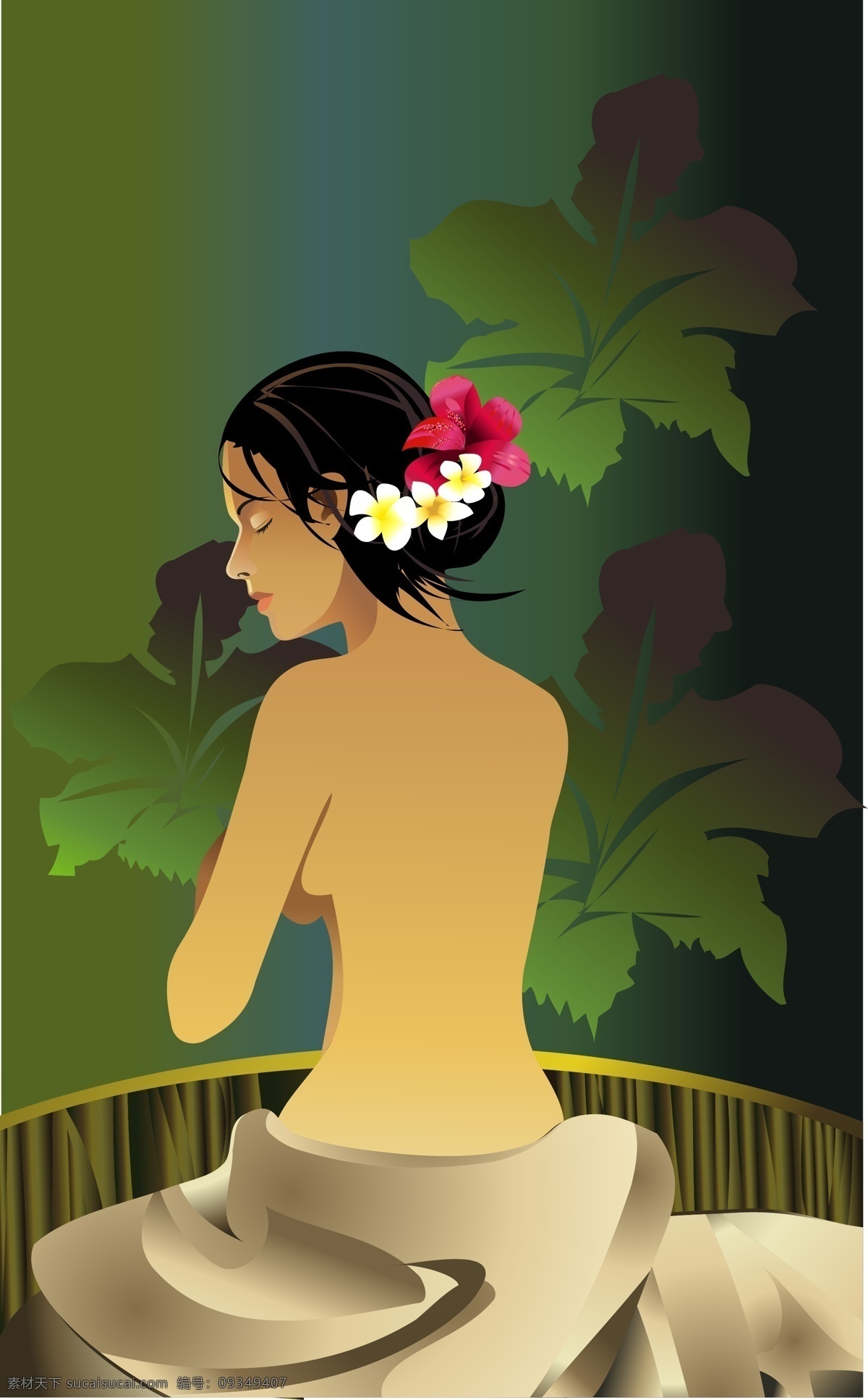 东方 spa 美容 矢量女人 矢量人物 东方spa 矢量图
