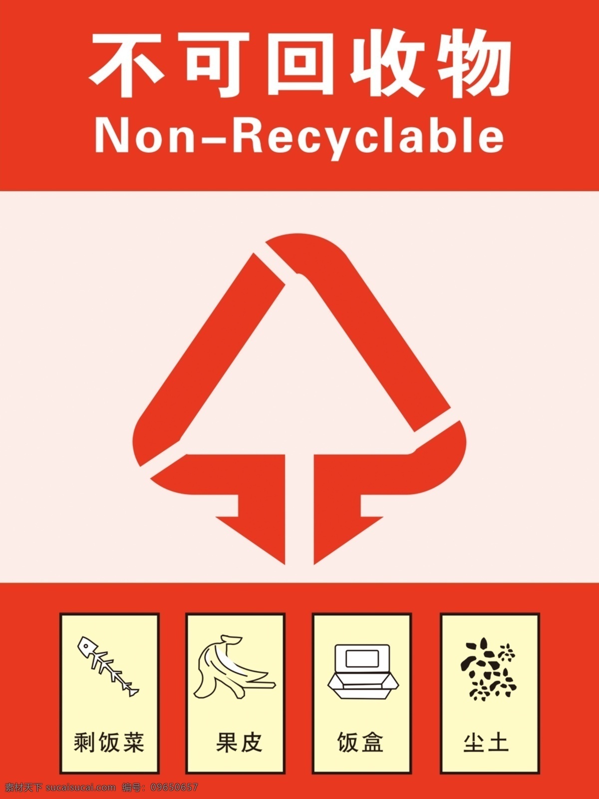 不可回收垃圾 温馨提示 提示 垃圾篓 可回收 垃圾桶 标识贴 分层
