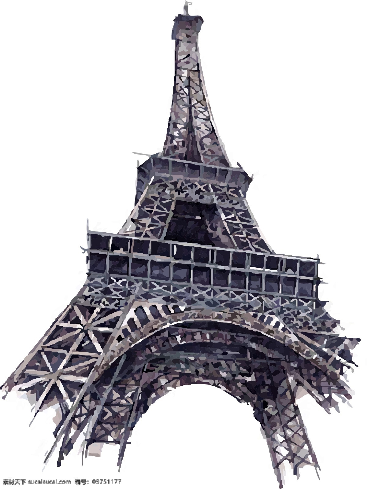 铁塔 埃菲尔 埃菲尔铁塔 城市建筑 法国 建筑家居 浪漫 手绘 线稿 矢量 家居装饰素材 建筑设计