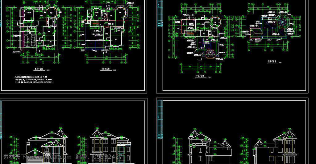 cad 别墅 公馆 环境设计 建筑设计 立面图 平面图 剖面图 施工图 室内设计 号 建筑 dwg 图纸 装修 装饰 私宅 别业 别墅图纸大全 源文件 cad素材 室内图纸