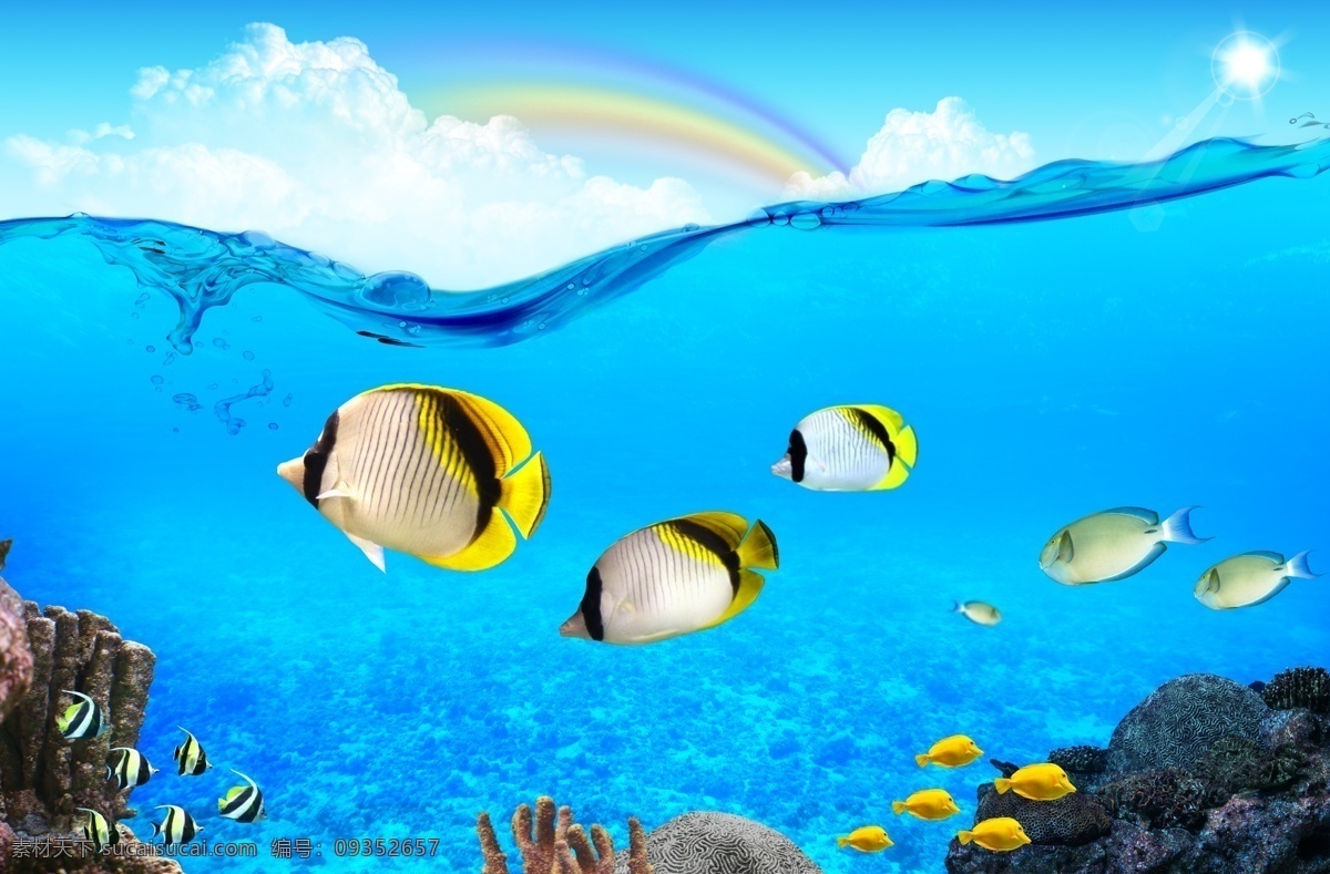 海洋 海洋世界 海 天空 分层 源文件