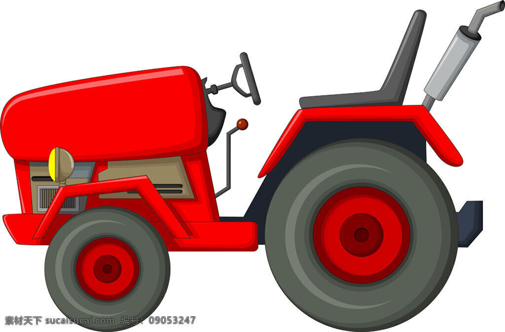 卡通 红色 拖拉机 色 矢量 农用拖拉机 红色拖拉机 劳动节 青色 天蓝色