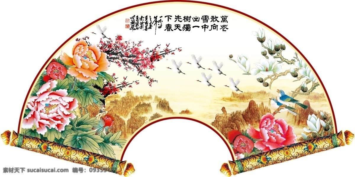 牡丹 飞鸟 图 源文件 梅花 装饰素材 室内装饰用图