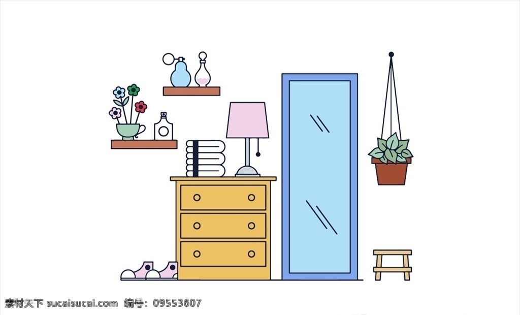 手绘卡通图片 手绘 卡通 生活 元素 背景 线性 线条 淡彩 卡通设计