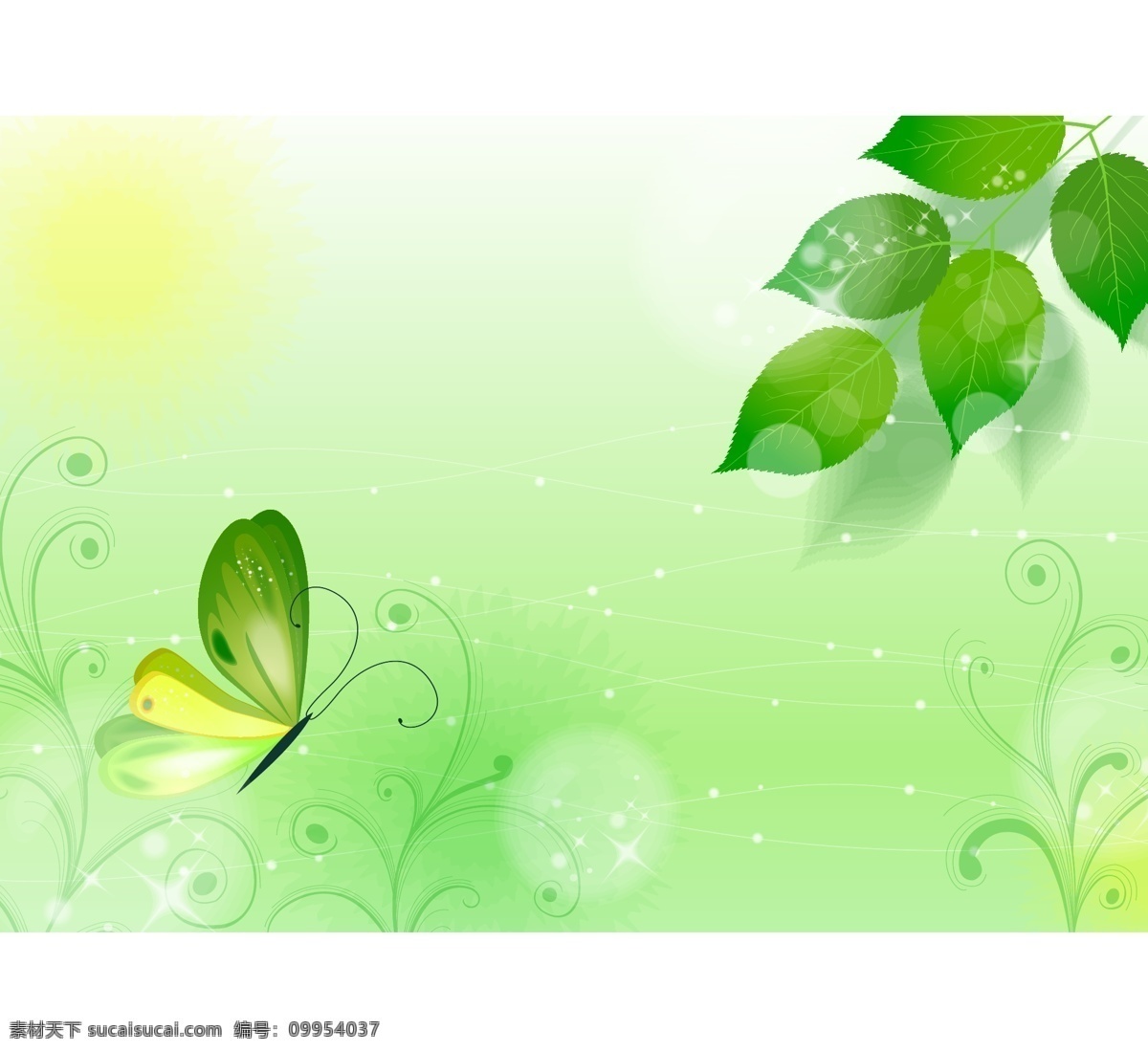 春 绿色 花 蝴蝶 背景 摘要背景壁纸 设计元素 花卉和漩涡 矢量艺术 模板和模型