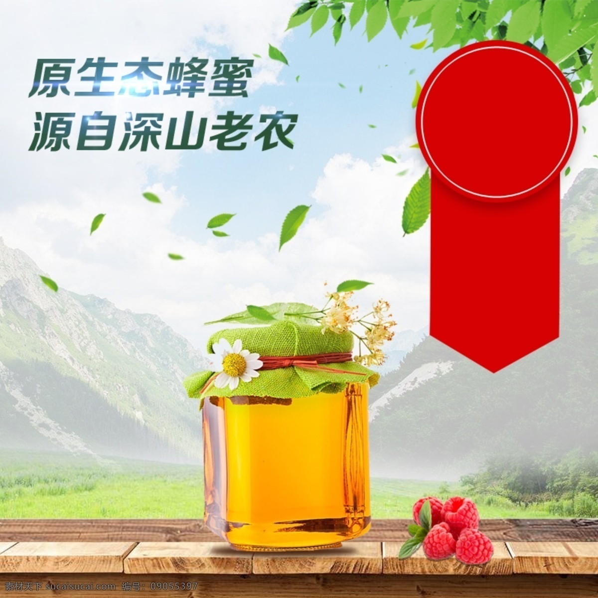 电商 淘宝 主 图 蜂蜜 农产品 天 度 模板 树叶 花朵 大山 蜂蜜产品主图 农产品主图 绿色主图 主图模板