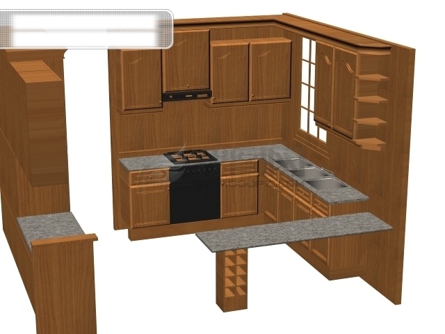 3du 形 橱柜 组合 3d 3d设计 3d素材 3d效果图 厨房用具 u形橱柜组合 u形 矢量图 建筑家居