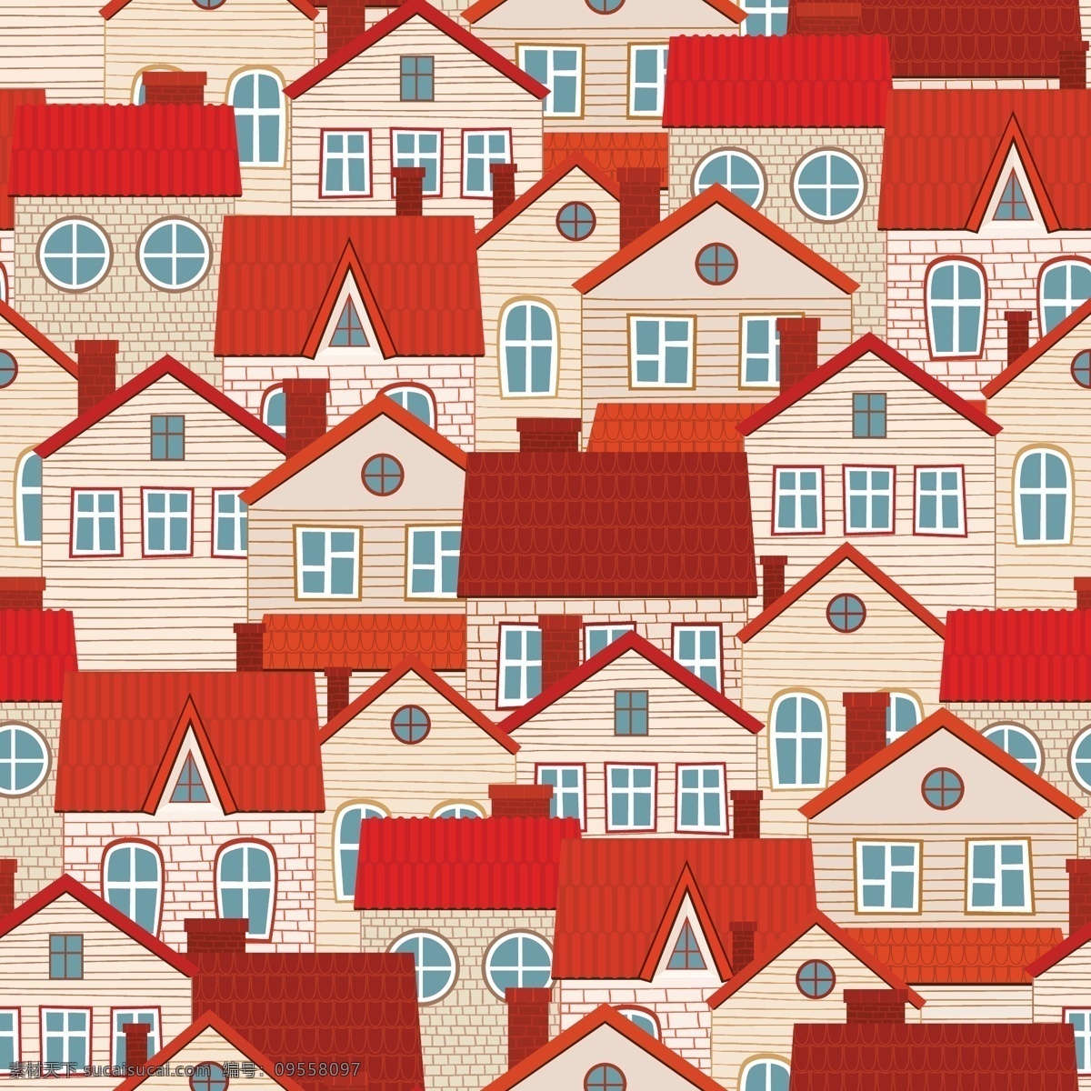 红 房子 屋顶 矢量图 红房子 房屋 建筑 楼房 无缝背景 建筑矢量素材