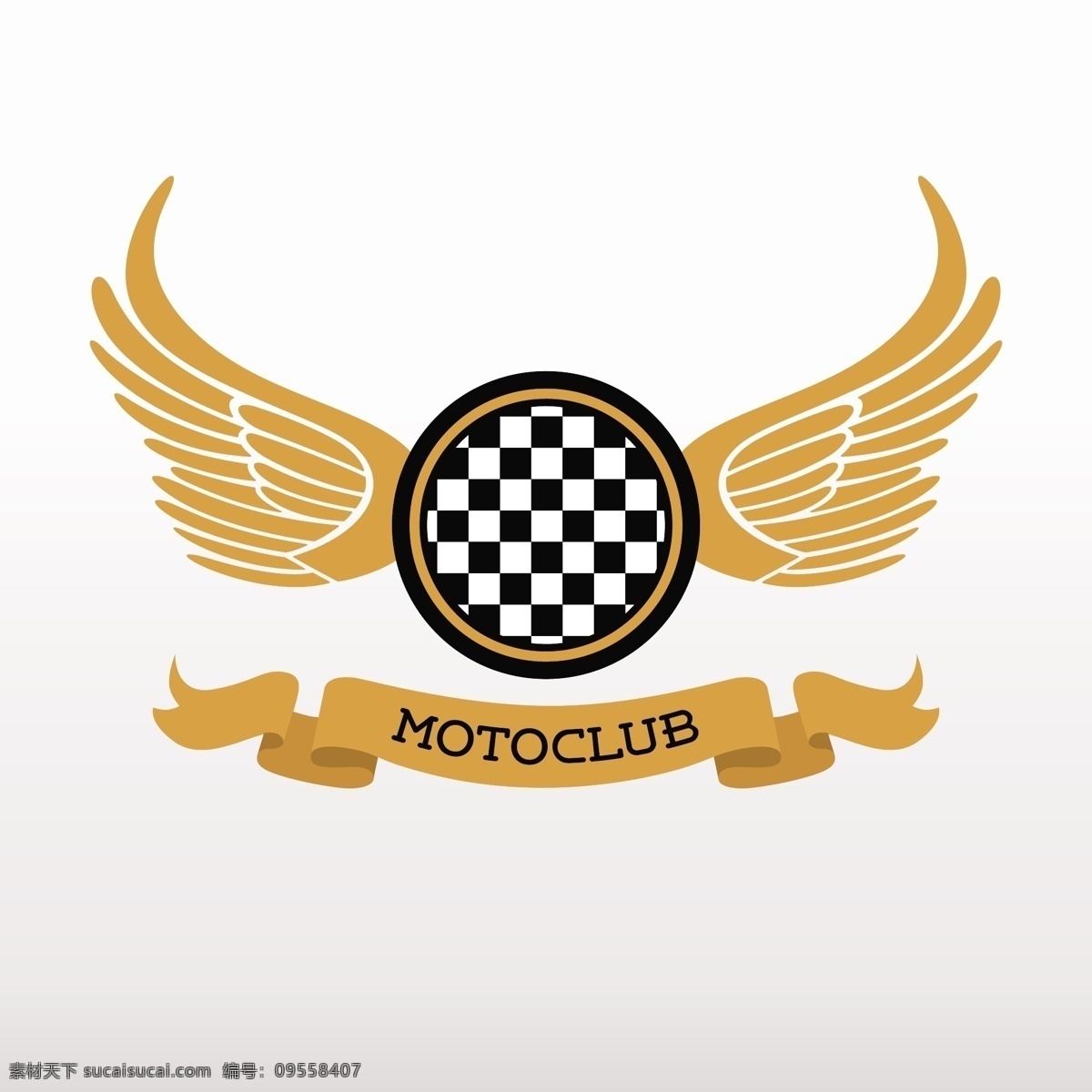 金色 motoclub 标志 logo 模板 俱乐部 翼 logo模板