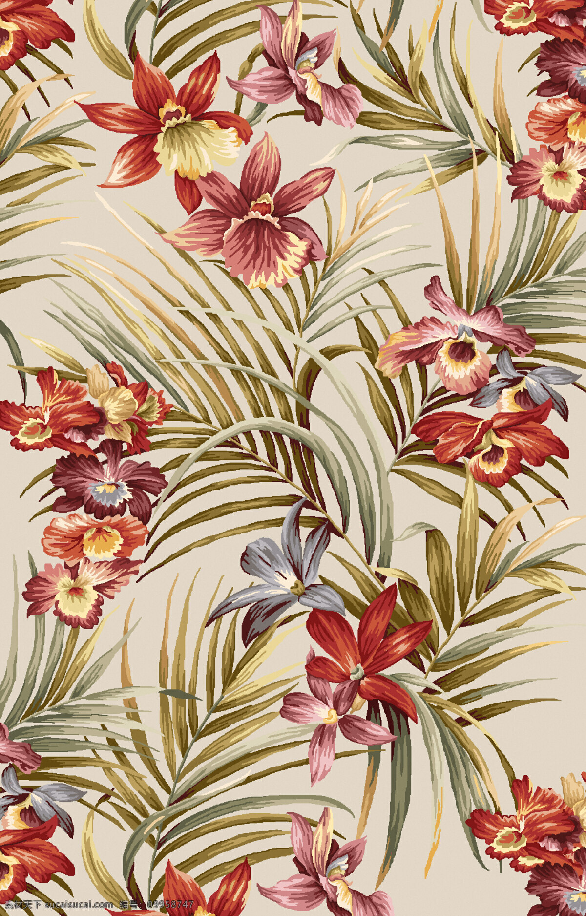 纺织面料 沙发布艺 纹饰 纹样 地毯图案设计 花卉植物围边 底纹边框 背景底纹