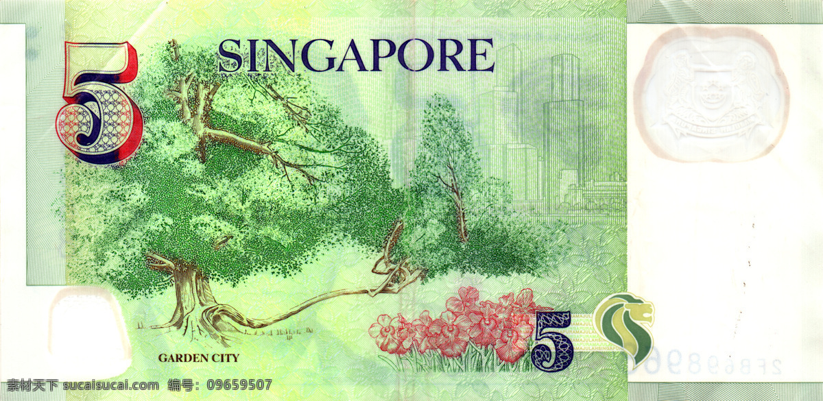 风景画 金融货币 商务金融 金融 货币 素材图片 金融货币素材 新加坡元 5sgd 新加坡 发行局 新版纸币 国外货币 装饰素材 山水风景画