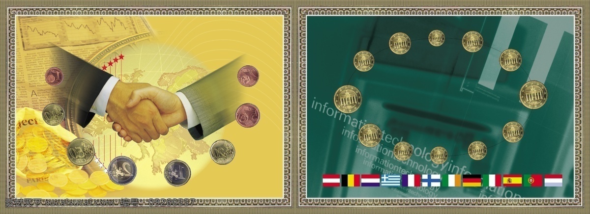 欧元 钱币 册 分层 国旗 欧洲建筑 握手 源文件 欧元钱币册 欧元硬币 psd源文件