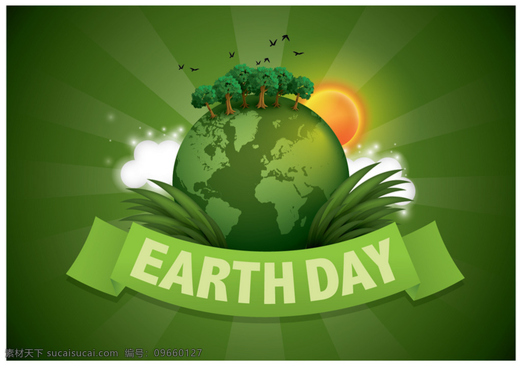 绿色 地球 广告 背景 环保 植物 矢量素材 eco 地球日
