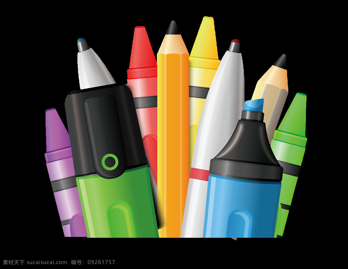 矢量 彩色 铅笔 元素 手绘 水笔 学习 ai元素 免扣元素