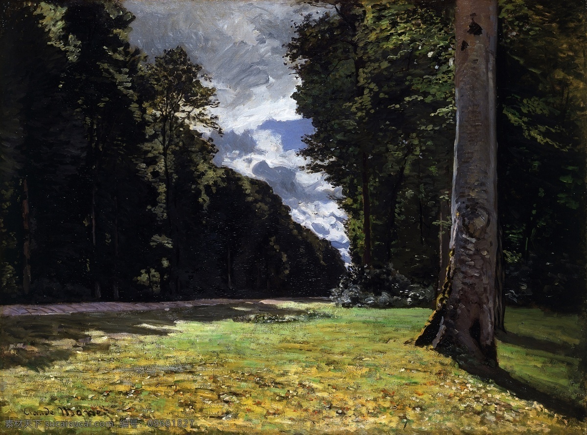 风景 建筑 田园 植物 水景 印象 画派 写实主义 油画 装饰画 fontainebleau of forest the in chailly de pav茅 le免费下载 装饰素材