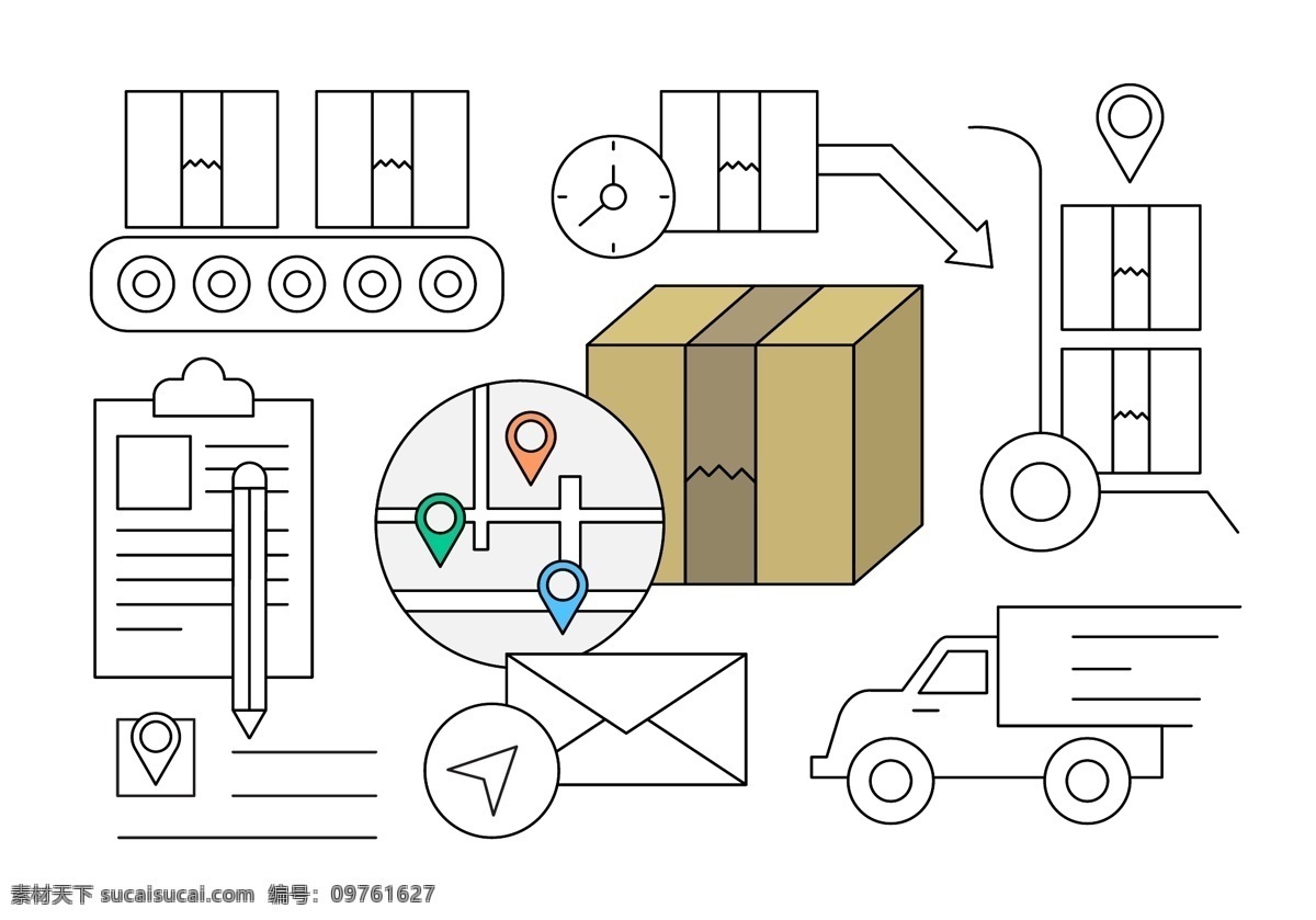 货物运输 图标 icons 线性图标 运输图标 图标设计 矢量素材 货物