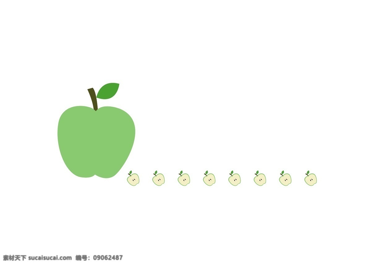 手绘 卡通 苹果 分割线 插画 绿色