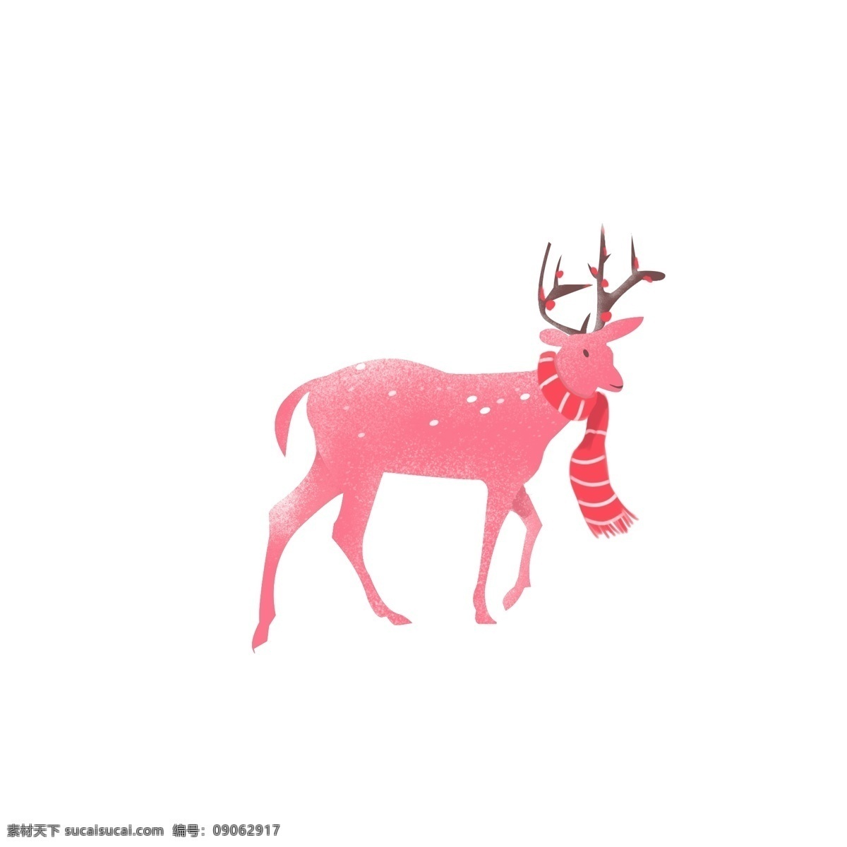 清新 唯美 冬日 大雪 中 麋鹿 冬季 动物 围巾 小鹿 森林动物 冬季动物 卡通手绘 冬日物语