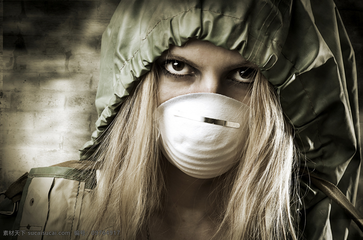戴 防毒 口罩 女人 防毒口罩 烟雾 世界末日 科幻 其他类别 环境家居